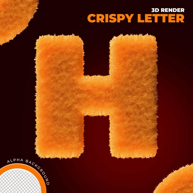 PSD crispy 3d letter h on transparent background