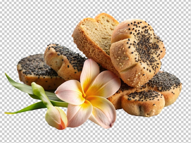 Pezzi di pane croccanti con semi di sesamo nero