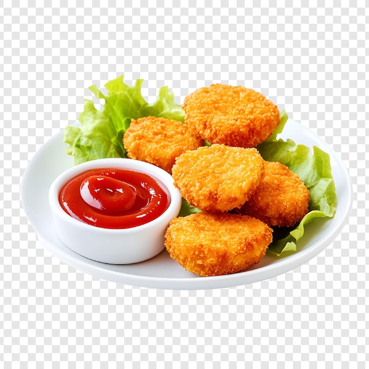 PSD crispy fried chicken nuggets with tomato sauce