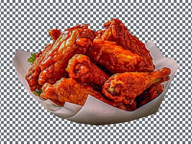 PSD crispy fried chicken pieces isolated on transparent background