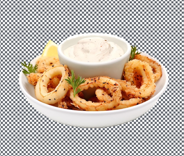 PSD crispy salt and pepper squid isolated on transparent background