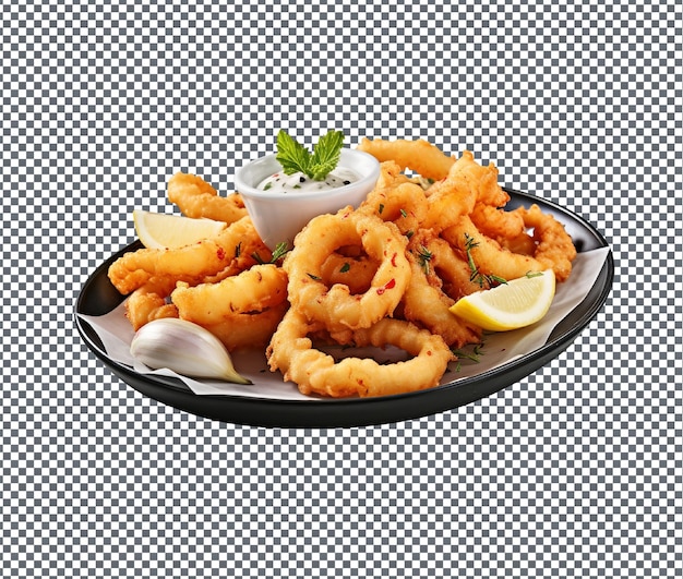 PSD crispy salt and pepper squid isolated on transparent background