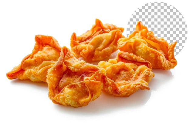 Crispy wonton waterval wontons gebakken tot perfectie geserveerd op doorzichtige achtergrond