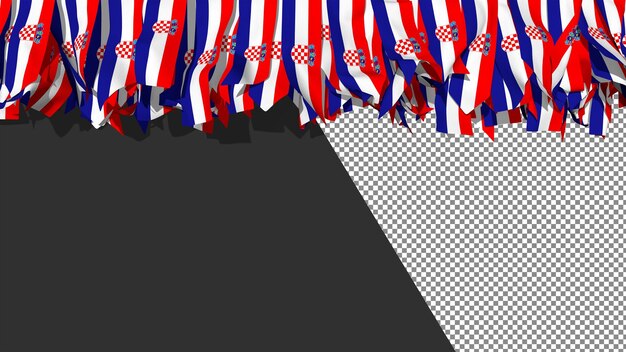 PSD croatia flag different shapes of cloth stripes hanging from top 3d rendering