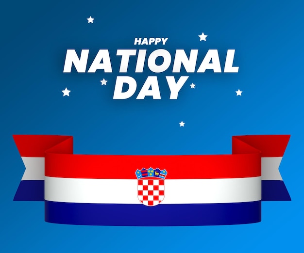 PSD croatia flag element design national independence day banner ribbon psd