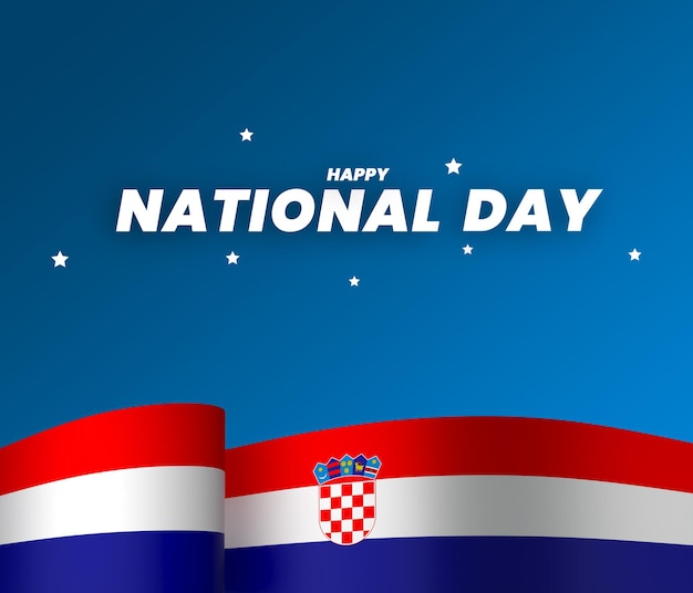 PSD croatia flag element design national independence day banner ribbon psd