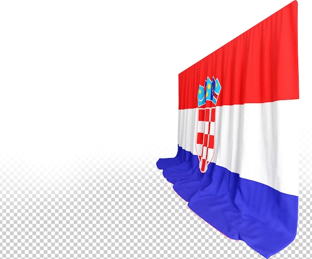 PSD croatian flag curtain in 3d rendering croatia's rich heritage