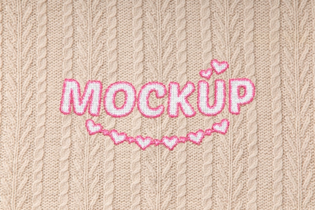 PSD crochet material with logo mock-up