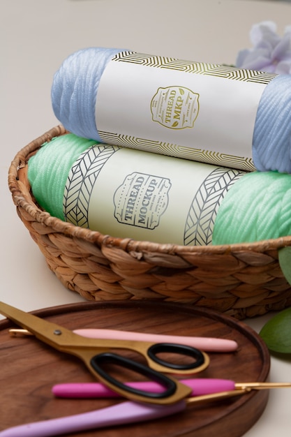 PSD crocheting coloured thread mockup