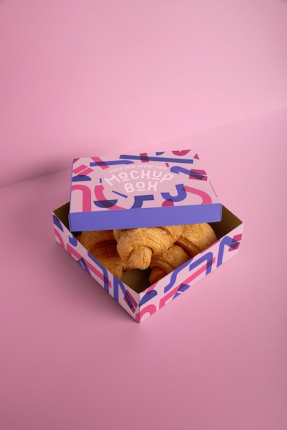 PSD mockup di imballaggio per prodotti da forno per croissant