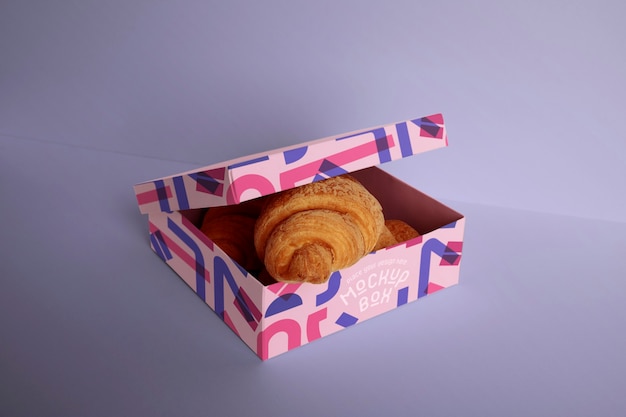 PSD mockup di imballaggio per prodotti da forno per croissant