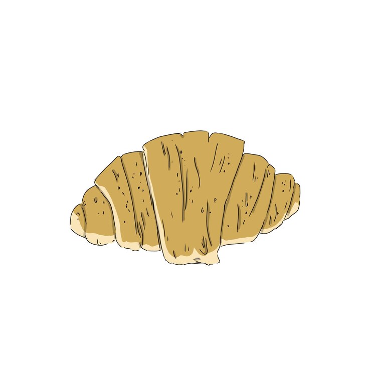 PSD クロワッサン料理の焼き方のカラーイラスト