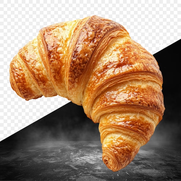 a croissant with a black background and a black and white photo of a croissant