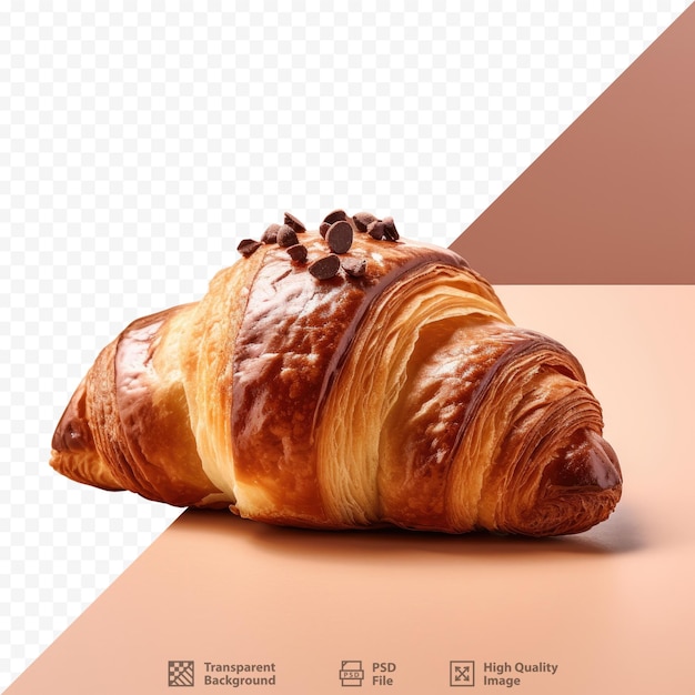 A croissant with coffee beans and coffee on it.