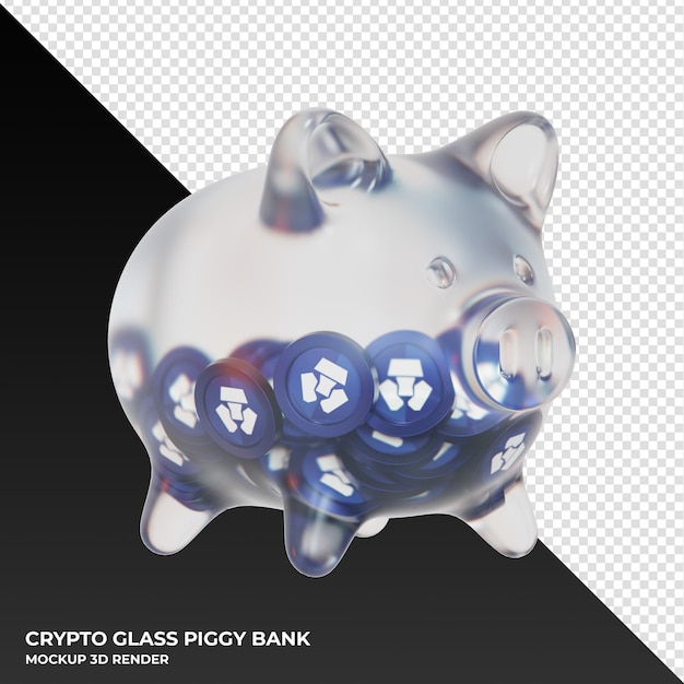 Cronos CRO Glass piggy bank with crypto coins 3d illustration