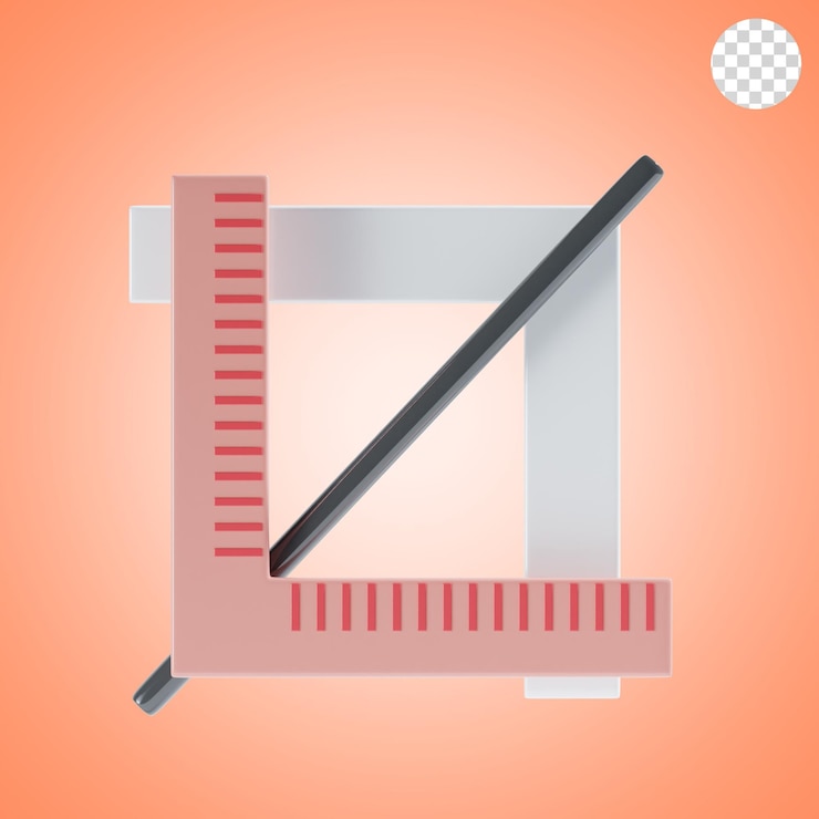 PSD crop tool 3d icon illustration