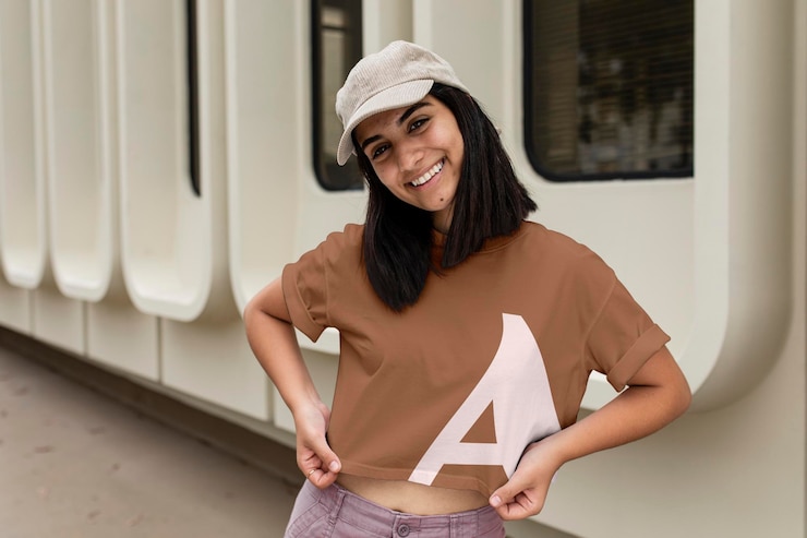 PSD crop top mockup psd bruin ontwerp vrouwen39s casual wear mode
