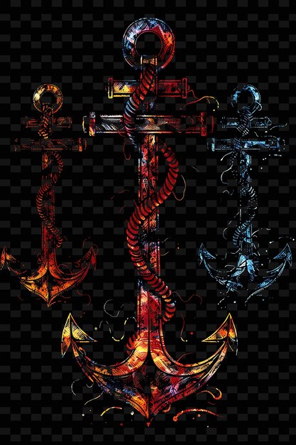 PSD a cross on a black background with the word anchor on it