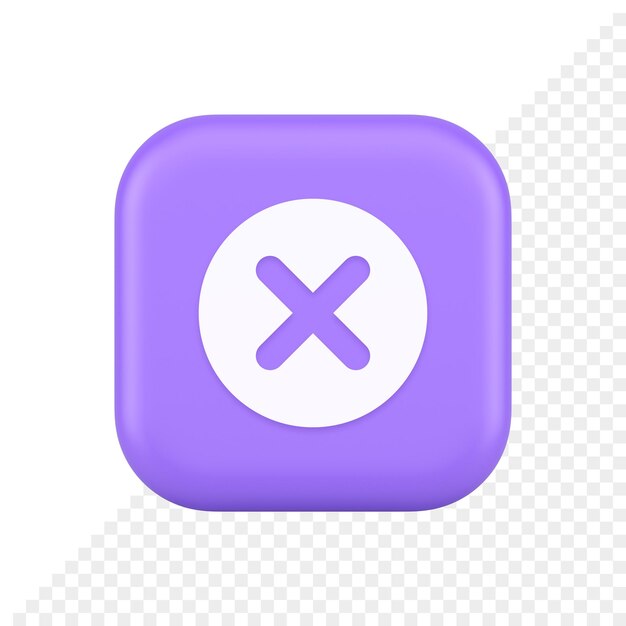 cross button cancel reject decline negative forbidden fail 3d realistic icon