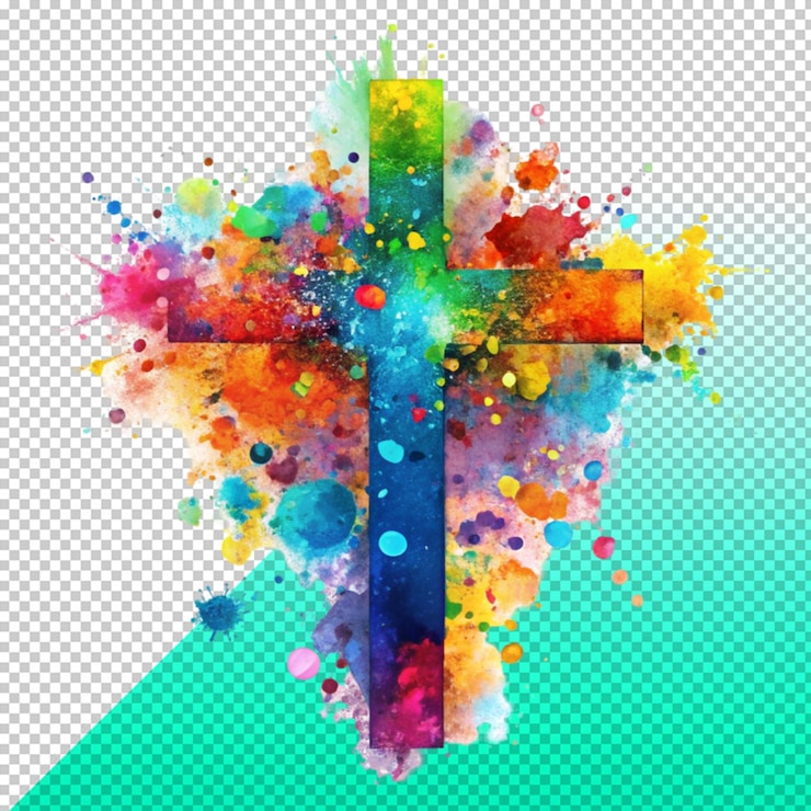 PSD cross christian religious symbol isolated on transparent background