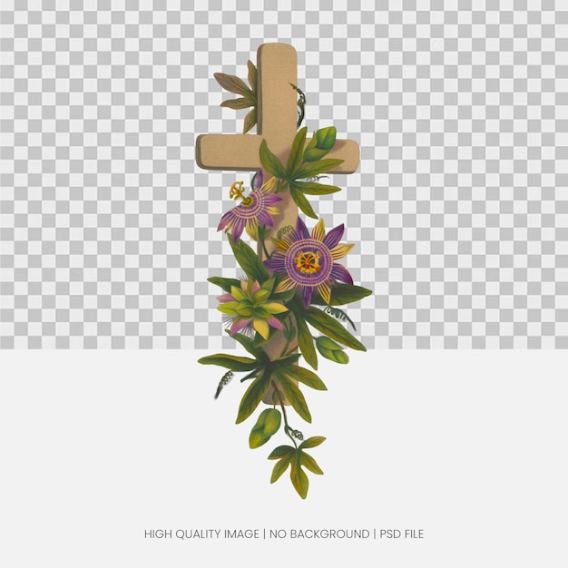 cross decorated with flowers perfect for easter and religious themes