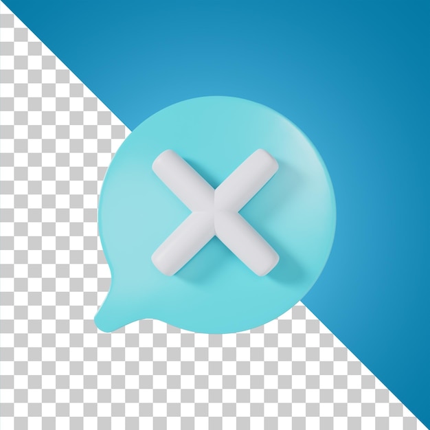 Cross Mark Chat-pictogram 3D-rendering