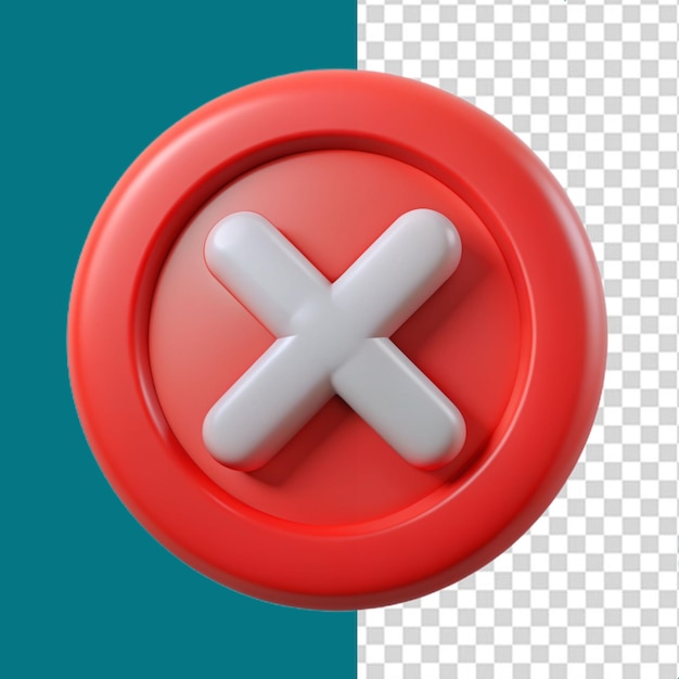 PSD cross mark icon on transparent background