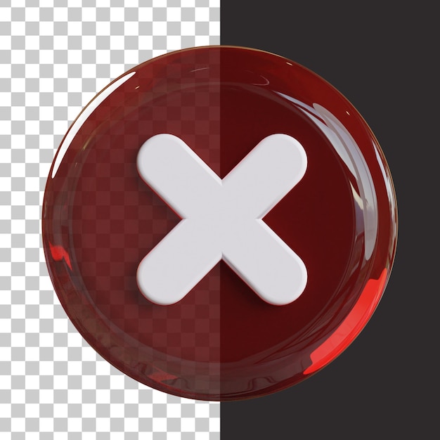 Cross mark sign icon not approved sign 3d icon