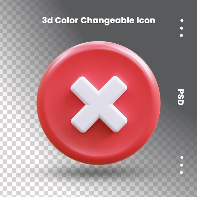 PSD クロスマークサインアイコン未承認サイン3dアイコン
