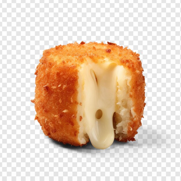 PSD cross section of a croquette with cheese flowing out on transparency background psd