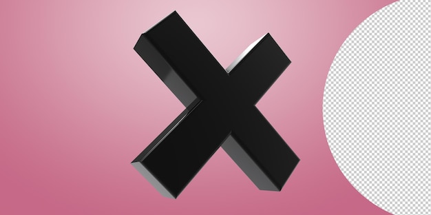 Cross sign 3d black color on a transparent background png