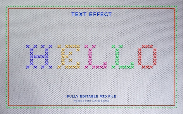 Cross stitch text effect