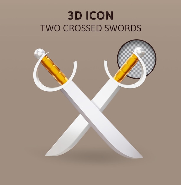 Cross of two swords 3d rendering illustration