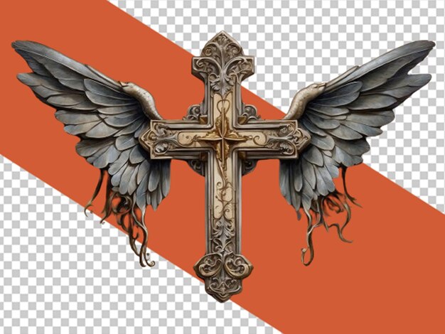 PSD cross with angelic wings