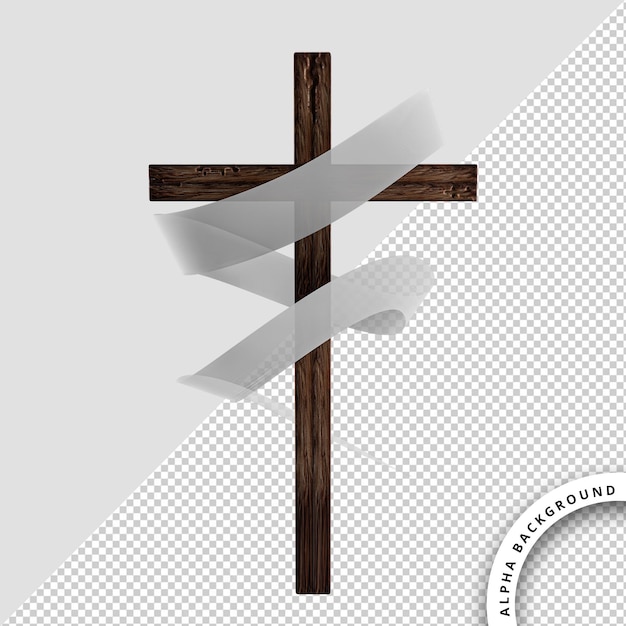 PSD a cross with a ribbon 3d render