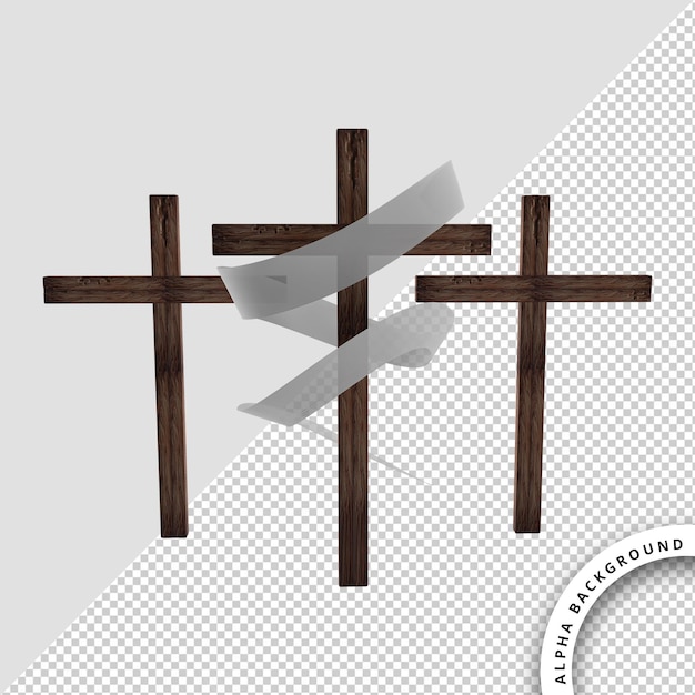 PSD a cross with a ribbon 3d render