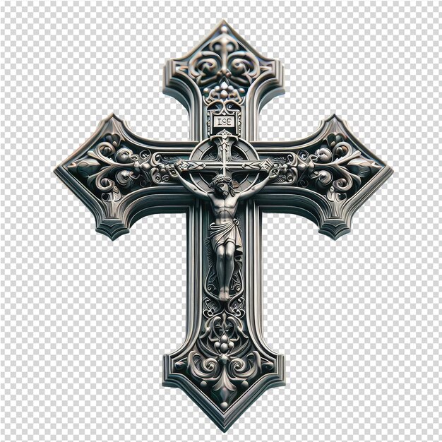 PSD a cross with the word jesus on it is on a checkered background