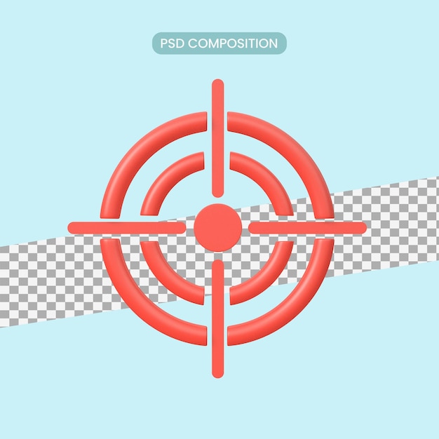 Crosshairs icon 3d render concept for aim target lock