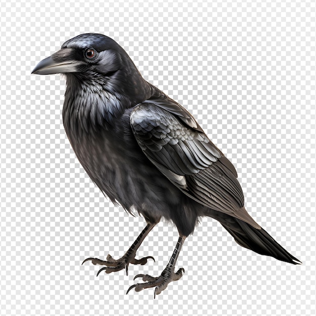 PSD crow isolated on transparent background black crow realistic illustration generative ai