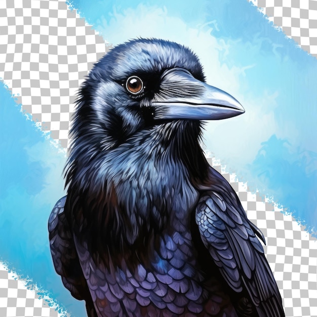 PSD sfondo trasparente ritratto di corvo
