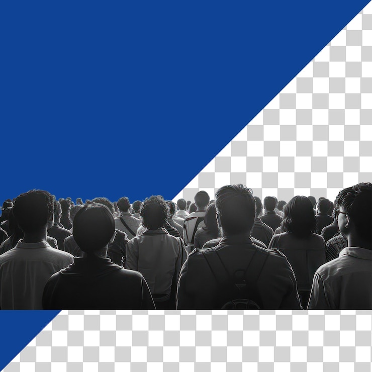 PSD a crowd of people are standing in a field on transparent backgroundpng