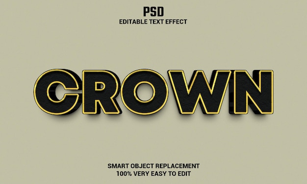 Crown 3d editable text effect with background Premium Psd