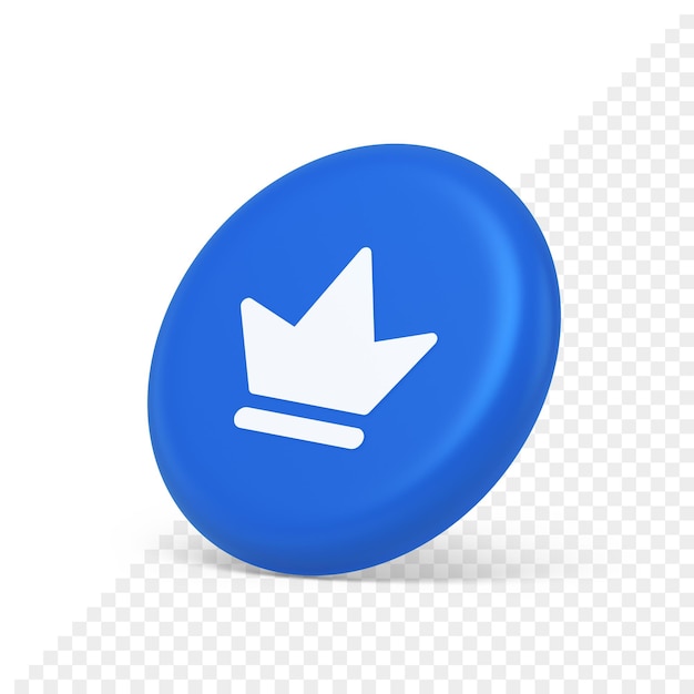 Crown button royal medieval king queen headdress web app 3d isometric realistic icon