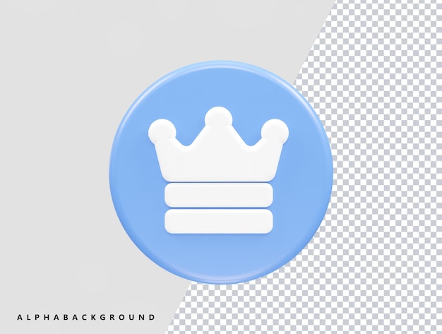 PSD crown icon vector 3d rendering element