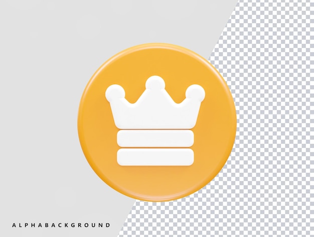 PSD crown icon vector 3d rendering element