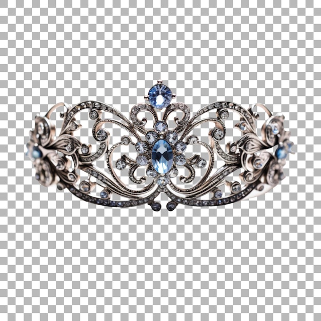 A crown with a blue sapphire on it