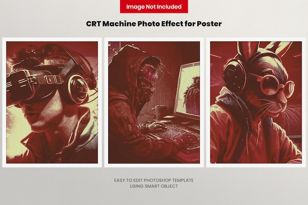 PSD 포스터용 crt 기계 사진 효과