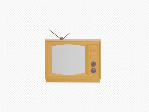 Crt televisie pictogram geïsoleerde 3d render illustratie met transparante background