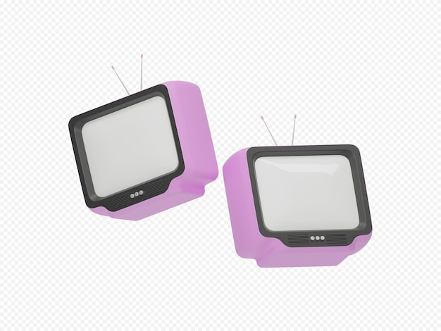 Crt televisie pictogram geïsoleerde 3d render illustratie met transparante background