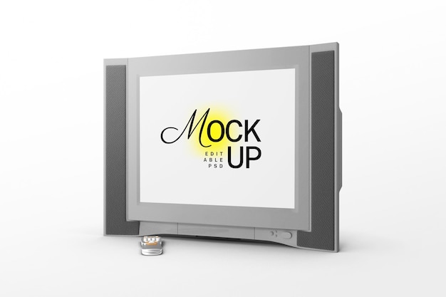 Crt tv mockup template psd design